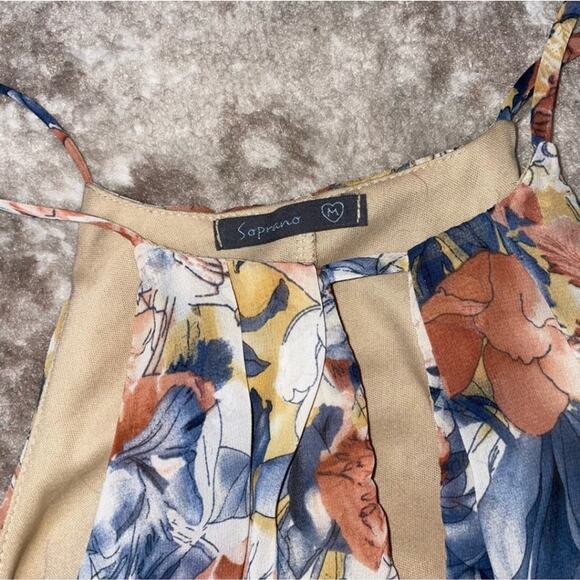Soprano Floral Sheath Tunic Flowy Halter Dress w/ Keyhole Neckline Sz M - Picture 8 of 10
